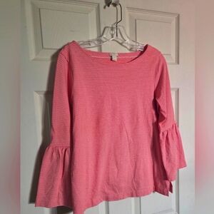 Jcrew Red & White Striped Women's Bell Sleeve Top Small